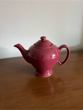1940s McCormick Ceramic Teapot in Deep Raspberry Red